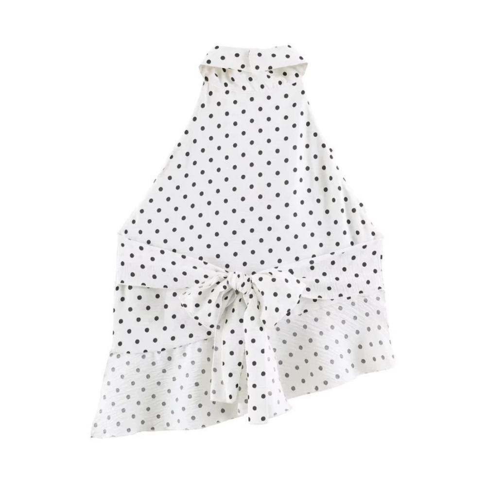ZARA Summer Polka Dot Irregular Hem Top